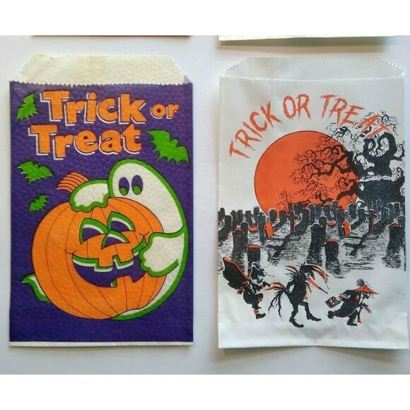 Halloween Candy Trick Or Treat Bags Moustache Boy Humanized Cowboy Goblin Lot 4 - Picture 3 of 4
